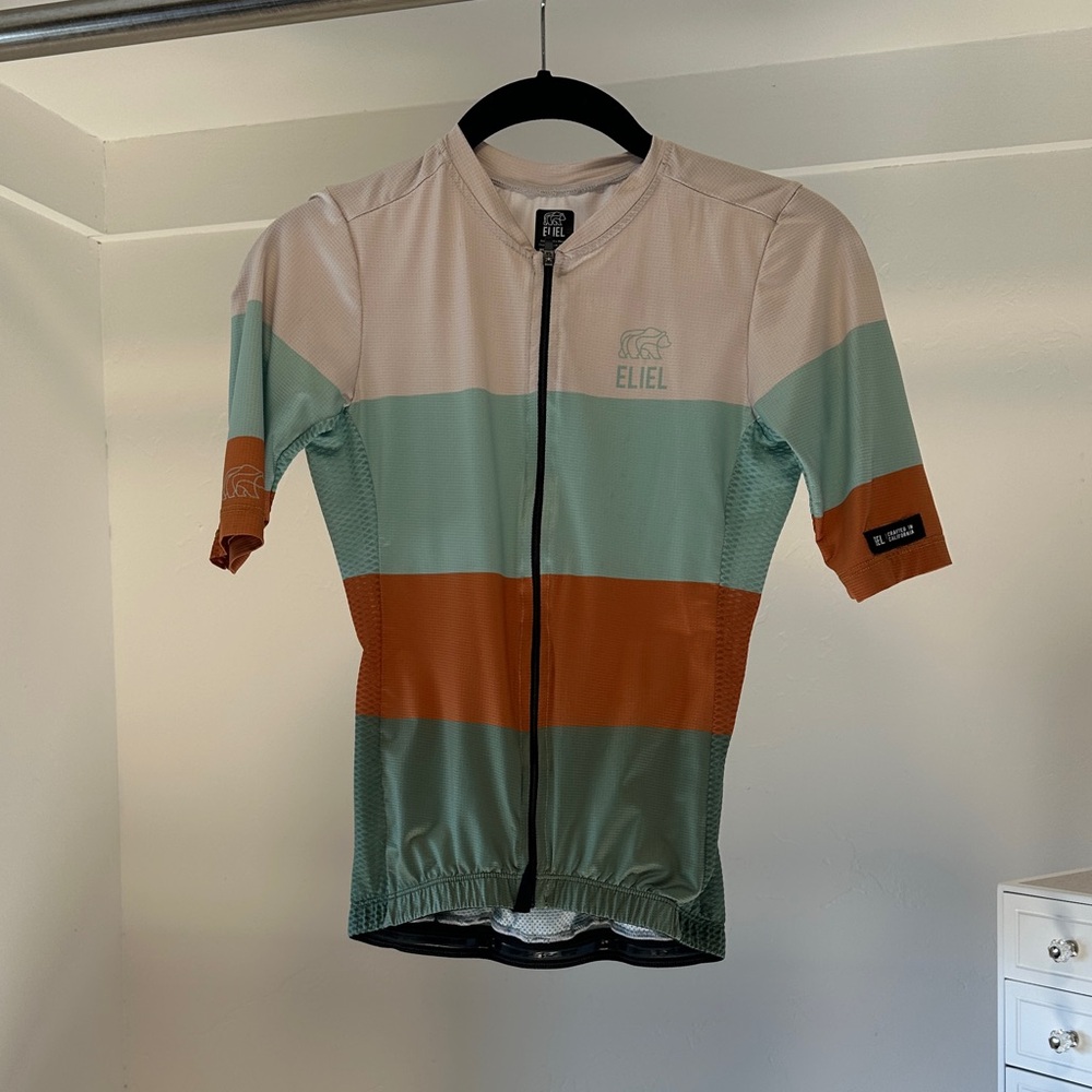 Eliel Women's Short Sleeve Cycling Jersey in Mint, Peach & Rust